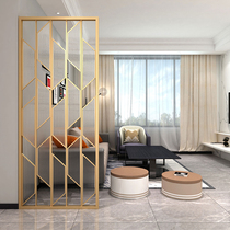  Wrought iron art glass partition screen entrance Stainless steel copper living room partition wall bathroom Light luxury modern hollow