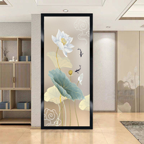 Lotus modern Changhong art glass partition Light luxury bathroom Living room screen background wall Entrance wet and dry separation
