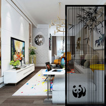 Home decoration Changhong glass Art glass partition screen Living room frosted double-sided abstract bamboo Panda Simple modern