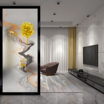 Home decoration Changhong art tempered glass background wall Abstract elk partition screen Entrance living room Simple European matte