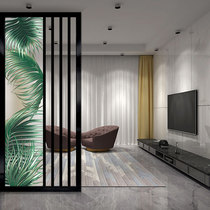 Green plant home decoration art glass partition screen folding screen Living room entrance background wall Modern simple European matte double-sided