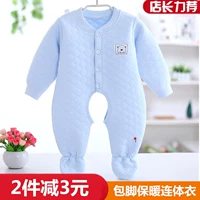 Babyiesies cotton dài tay cho bé mùa thu đông mặc quần áo sơ sinh ấm áp quần áo ấm ấm quần áo ngủ túi chân jumpsuit bé trai cá tính