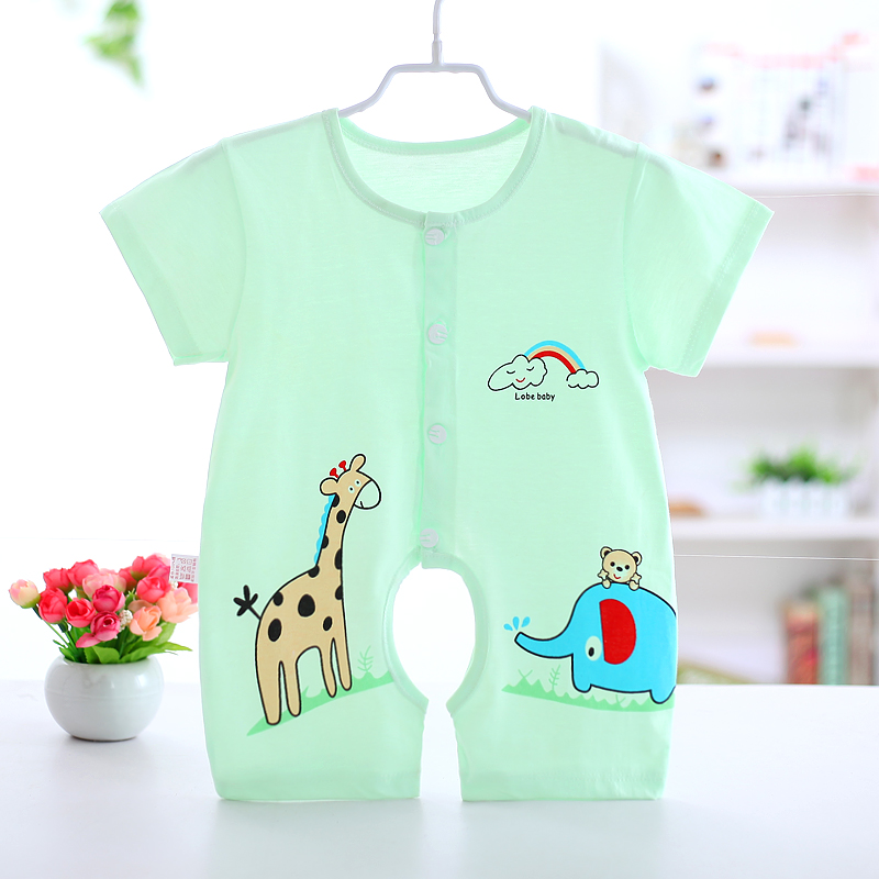 Sơ sinh cotton mùa hè jumpsuit bé ngắn tay áo 9 áo romper 3 siêu mỏng nam giới và phụ nữ bé đồ ngủ 6 bodysuit chất nỉ bông hàn quốc