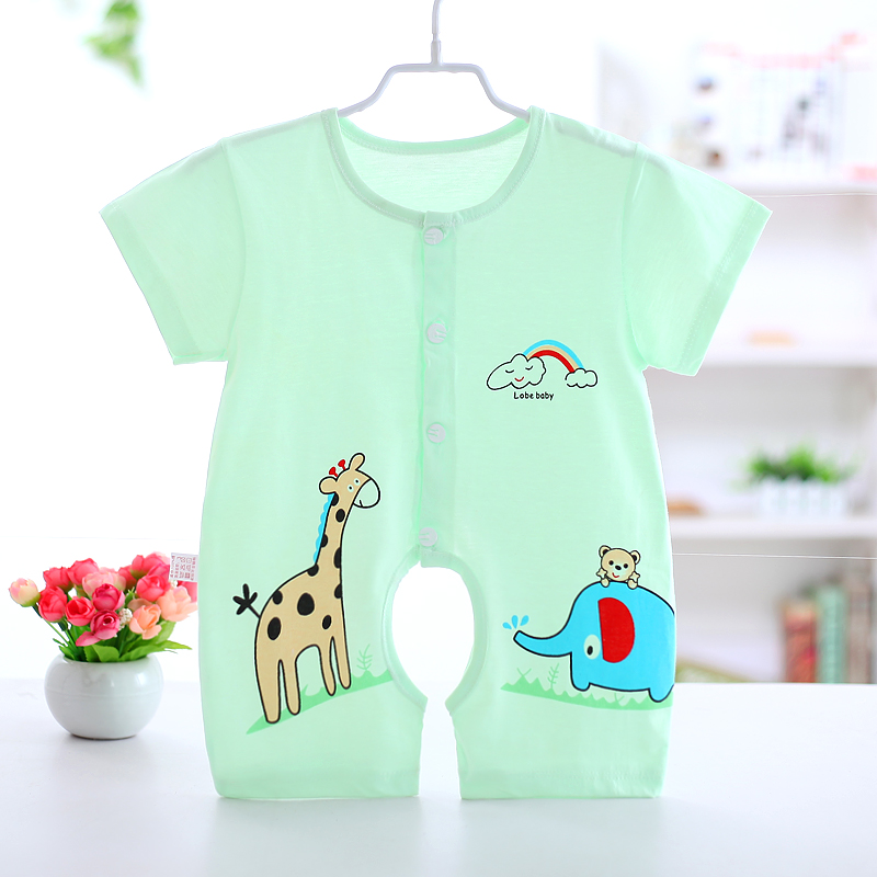 Sơ sinh cotton mùa hè jumpsuit bé ngắn tay áo 9 áo romper 3 siêu mỏng nam giới và phụ nữ bé đồ ngủ 6