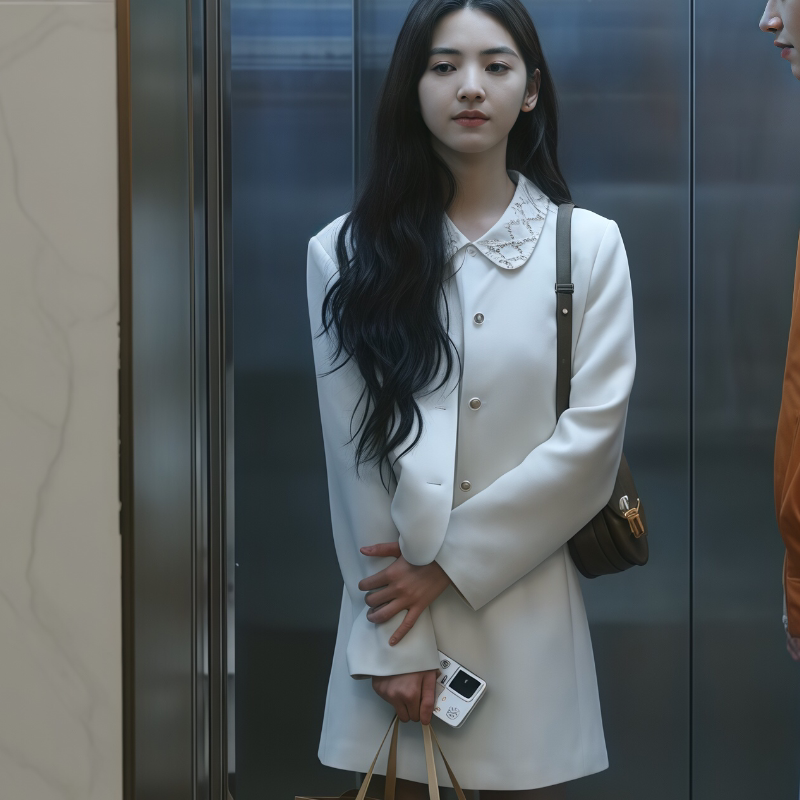 Difficult to Coax into Wearing It, Zhang Ruonan and Wen Yifan Both Wear the Same White Socialite-Style French Collarless Short Blazer Paired with a Dress