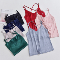Silk Hanging Pajamas Lady Vest Spring and Autumn V-collar Wear a sleeveless nightclothes in a Punch