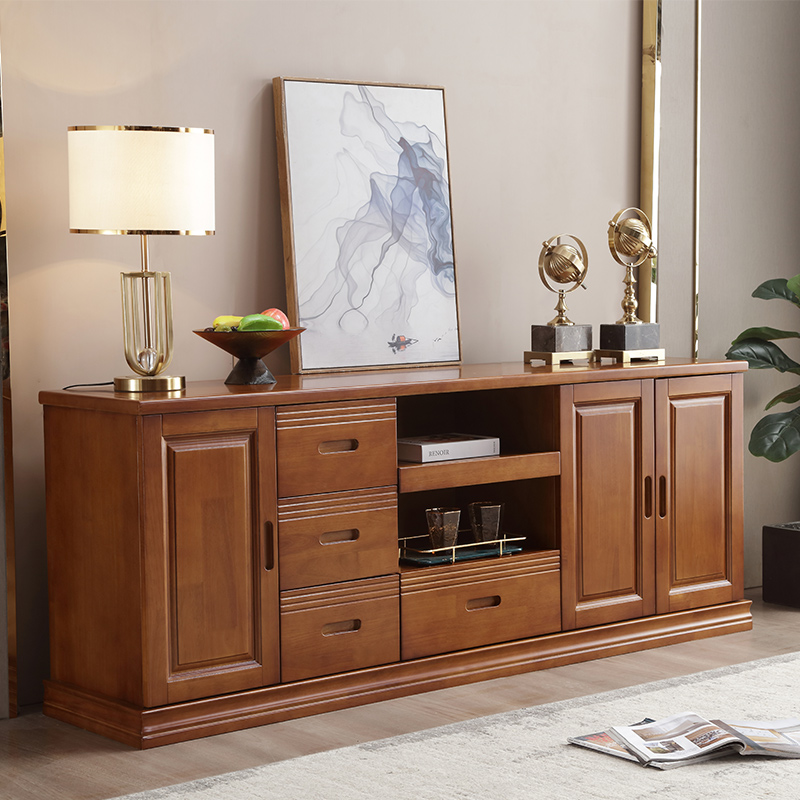 Modern minimalist solid wood TV cabinet Home TV and TV cabinet 1 8 m new plus height 70 bedroom storage storage ground cabinet