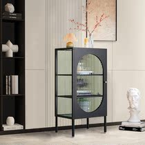 Side cabinet storage corner tea single door living room light luxury modern simple iron art Changhong glass storage