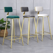 Bar chair high stool light luxury high chair simple Nordic milk tea coffee bar iron back casual stool
