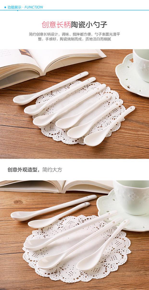 Sáng tạo tay cầm dài bằng gốm nhỏ thìa gia vị khuấy thìa cà phê thìa nhỏ thìa trái cây tráng miệng thìa thìa - Cà phê bình pha cà phê moka điện