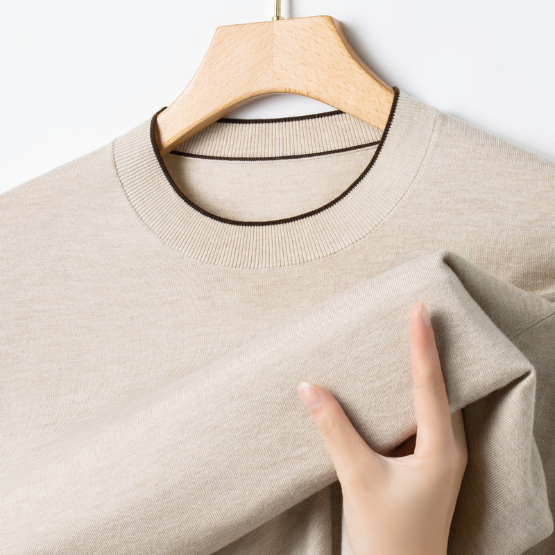 Spring New Style 16-Gauge Fine-Spun Wool Sweater for Men, Thin Pullover Long-Sleeve Round-Neck Knit Sweater for Middle-Aged Men