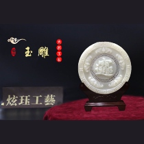 Jade relief screen background wall natural jade carving villa company lobby living room entrance corridor safe buckle ornaments