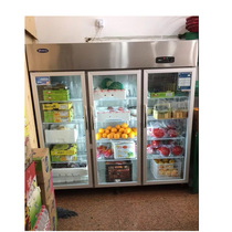 Silver all new big two door freezers display case vertical 2 doors refrigerated cabinet refreshing cabinet drinks cooked food display case