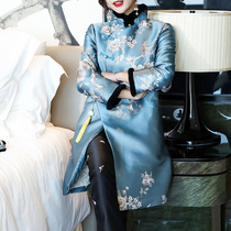 Qipao Cotton Clothing Woman Winter China Wind Young style High-end Retro Clip Cotton Thickened Warm Improved Version of Tang Dress Jacket