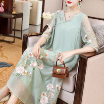 Qipao Women Xia 2022 New retro micro-fat large code loose with thin and belly-style high-end improved one-piece dress