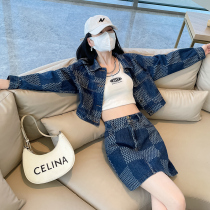 Two suit female denim jacket short summer thin section Korean version design sense fashion foreign air half body skirt woman short skirt