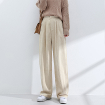 Corduroy wide leg pants womens 2021 autumn and winter New thick waist slim loose versatile mop casual straight pants