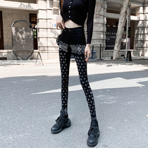 Black jeans womens tight-fitting autumn and winter new high-waist slim print pants stretch pants pants tide