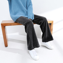 Corduroy wide leg pants womens autumn and winter high waist vertical straight tube loose thin thick thick strippery chenille casual pants