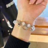 Hello Kitty, милый браслет из бисера ручной работы из натурального камня для друга для влюбленных, DIY, кошачий глаз, подарок для девушки