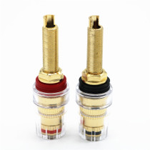 Pure copper gold plated with transparent crystal speaker power amplifier banana socket long tail horn terminal