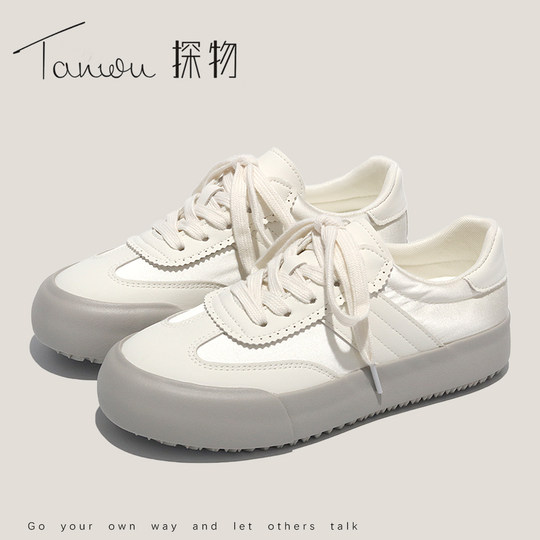 Tanzhu Original Autumn and Winter Super Comfortable and Stylish Women's Shoes New Soft Sole Versatile Women's White Sneakers with Fleece Lining