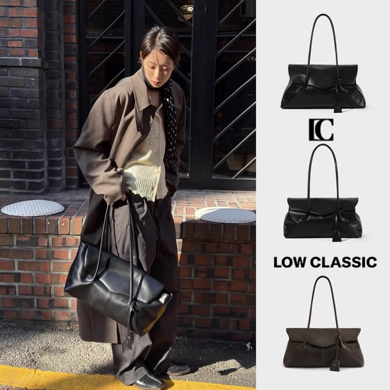 Korean Genuine Low Classic Cowhide Bag Haricot Flap Bag Large Capacity Travel Bag Handbag Shoulder Bag