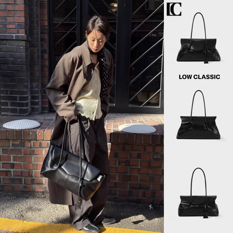 Korean Genuine Low Classic Cowhide Bag Haricot Flap Bag Large Capacity Travel Bag Handbag Shoulder Bag