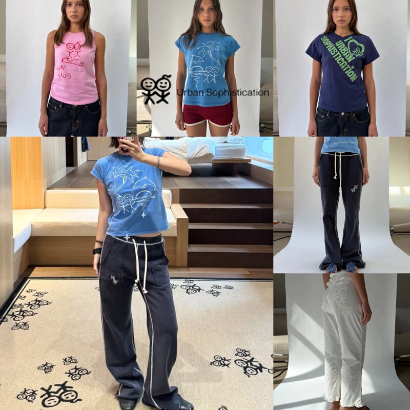 Authentic Urban Sophistication Stick Figure Print Tank Top Slim-Fit Short-Sleeve Top Casual Sweatpants for Women