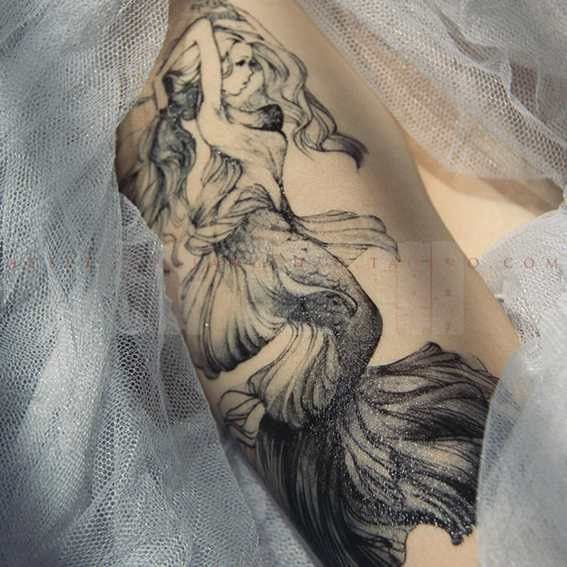 Breaking Wave Original Tattoo original tattooed with mermaid Flower arm sketch meritocratic rush tenderness not reflective flowering legs Indurable