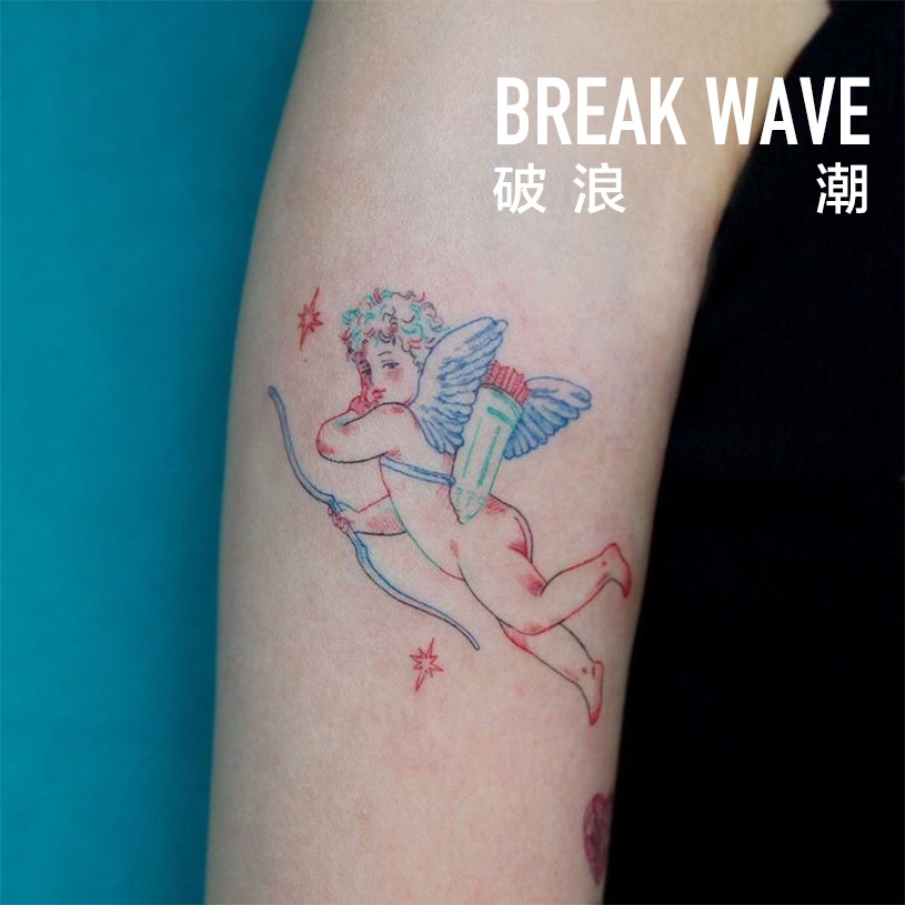 Break the wave original tattoo stickers little angel ins Wind Hyuna Cute little fresh cartoon non-reflective little fairy
