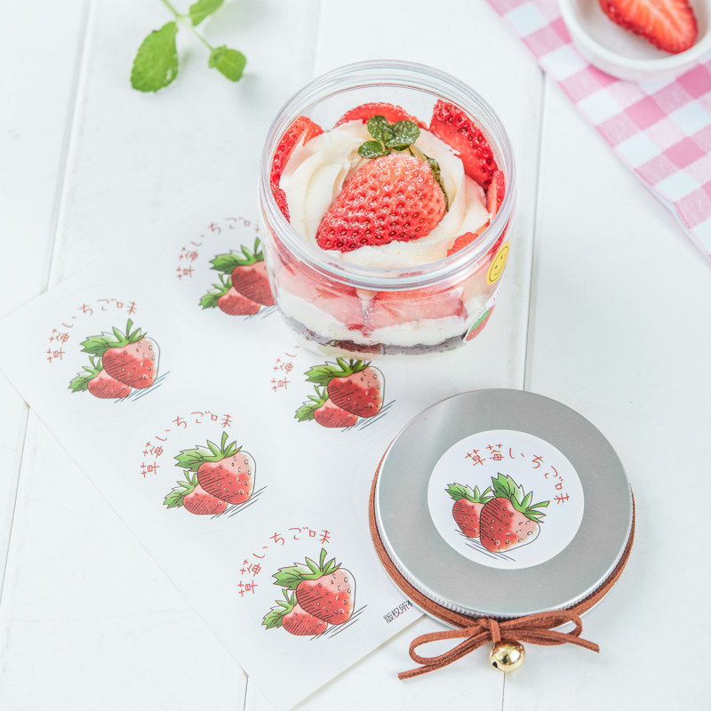 Round Taste Closure With Ice Cream Burn Fairy Grass Fruit Bailing Layer Cake Strawberry Smear Mango Durian Sticker