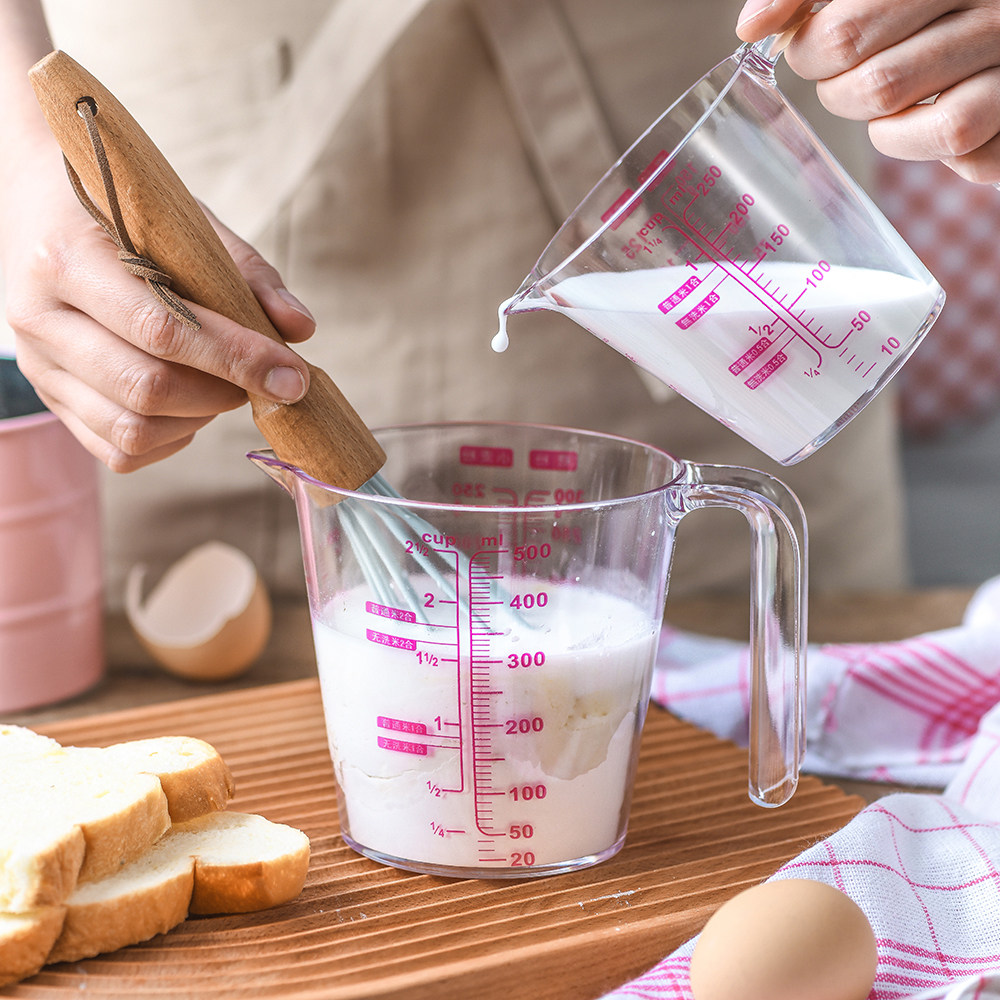 Baking Tool Transparent Quantity Cup Handle With Scale Resin Flour Metering Cup Home Kitchen Milk Tea Shop Plastic Cup