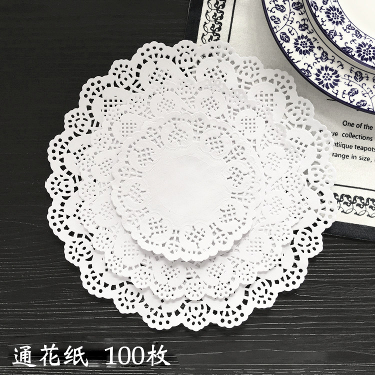 100 pieces in white flower base paper pad paper Tunhua paper 4 5 inch 6 5 inch 8 5 inch cake lace paper