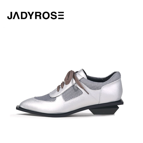 Джадироза Дизайнер заостренные повседневные одиночные женские женские сетчатые кружевные движения с низкой каблуком Брок туфли густые каблуки глубокие рот