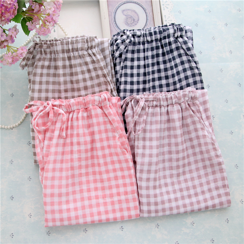 Quần cotton nữ mới nhà cotton đôi gạc quần cotton mỏng phần mùa hè lỏng lẻo đồ ngủ quần short nam kaki
