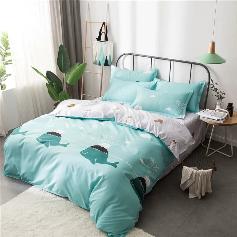 Hoa oải hương tím bột giường đặt bốn tờ quilt cover nhỏ hoa sinh viên phòng ngủ ba mảnh thiết lập 1,5 giường