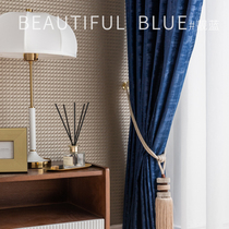 Beautiful blue 2020 New flannel curtain three-dimensional embossed velvet modern simple light luxury living room bedroom shading