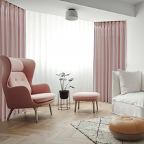 Morandi pink flannel curtains Nordic luxury girl heart bedroom non-inverted velvet custom curtain finished product