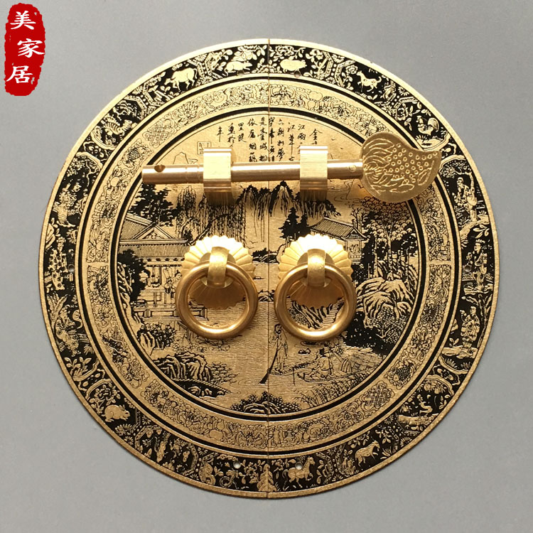 Chinese Ming and Qing imitation ancient copper accessories pure copper cabinet door wardrobe whole cabinet shoes cabinet handle furniture hardware round copper handle