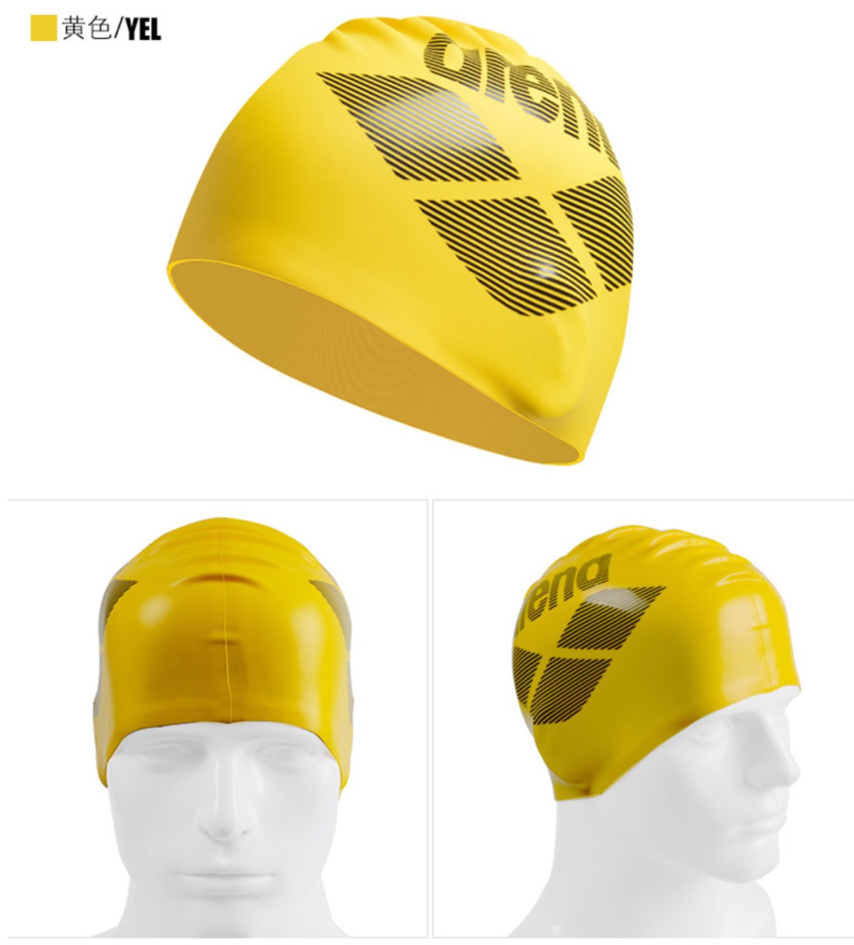 Arena bơi mũ nam và nữ thời trang dành cho người lớn in khuyên tai silicone mũ bơi dài tóc không thấm nước chống trượt màu rắn mũ bơi cho người tóc dài