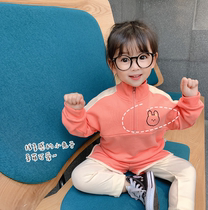 Korean childrens clothing sports suit children Korean version of spring and autumn clothes childrens solid color female baby two-piece autumn clothes