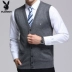 Playboy mùa thu và mùa đông áo len trung niên áo len nam cổ chữ V áo len rắn màu vest vai nam vest áo len cardigan nam Dệt kim Vest