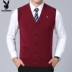 Playboy áo len tinh khiết nam nút áo vest vai trung niên áo len đan ấm áo len áo vest nam hàn quốc trẻ trung Dệt kim Vest