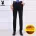 Playboy cộng với quần nhung dày, giản dị mùa thu nam mùa đông Slim quần ấm kinh doanh quần dài quần jogger nam Quần