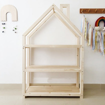 ins custom solid wood house chimney multi-layer storage rack assembly toy storage rack environmental decoration rack