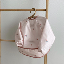 ins Han version childrens hood clothes baby dinner bib slim down waterproof and dirty paint Anti-clotheson mouth