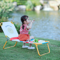 ins customized Korean children outdoor chair rainbow folding chair baby leaning back chair camping beach casual chaise longue