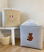 ins Han edition embroidery fabric with bunches for children Toys collection bags quilted clothes Dirty Clothes Barrel Canvas Moving Bags