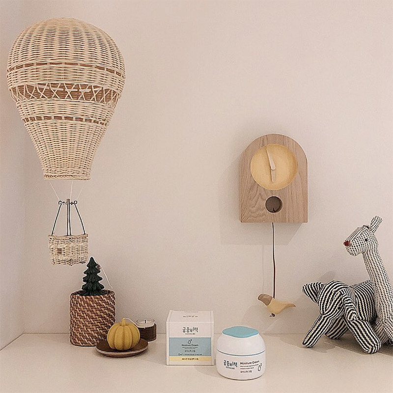 Ins new products hand-woven real rattan hot air balloon children's room photography agency home decoration supplies